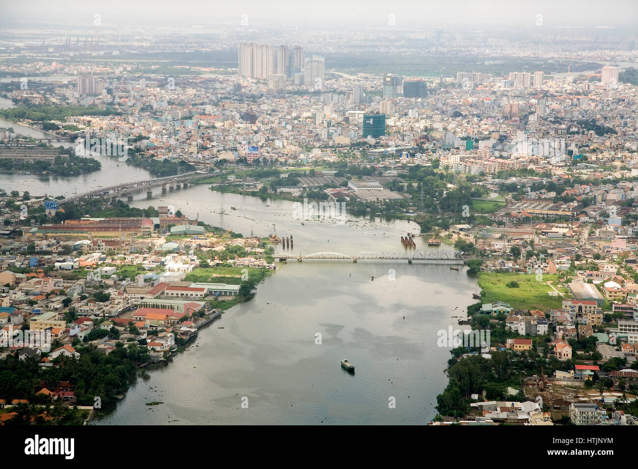 Saigon or Ho Chi Ming City from the air.  Vietnam, Asia. Stock Photo