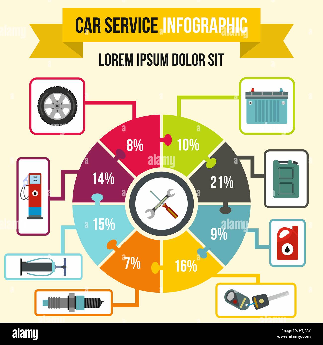 Car service Infographic, flat style - Stock Image