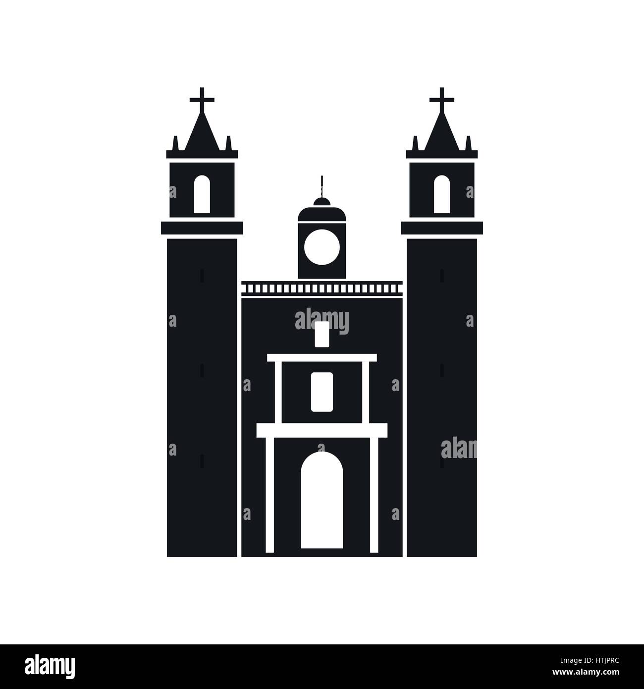 Cathedral in Valladolid, Mexico icon, simple style Stock Vector