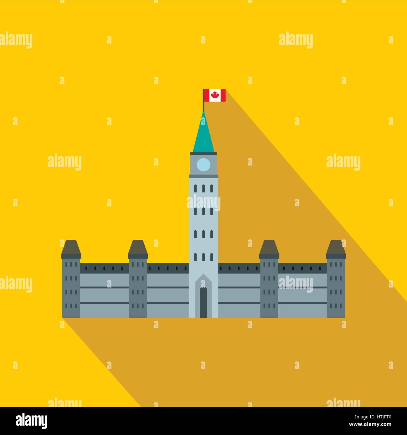 Parliament Buildings, Ottawa icon, flat style Stock Vector
