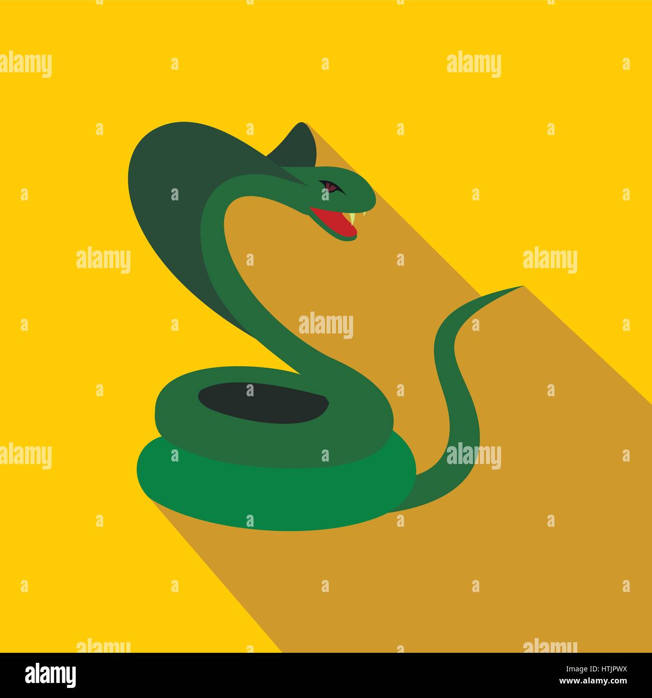 Green snake icon, flat style Stock Vector