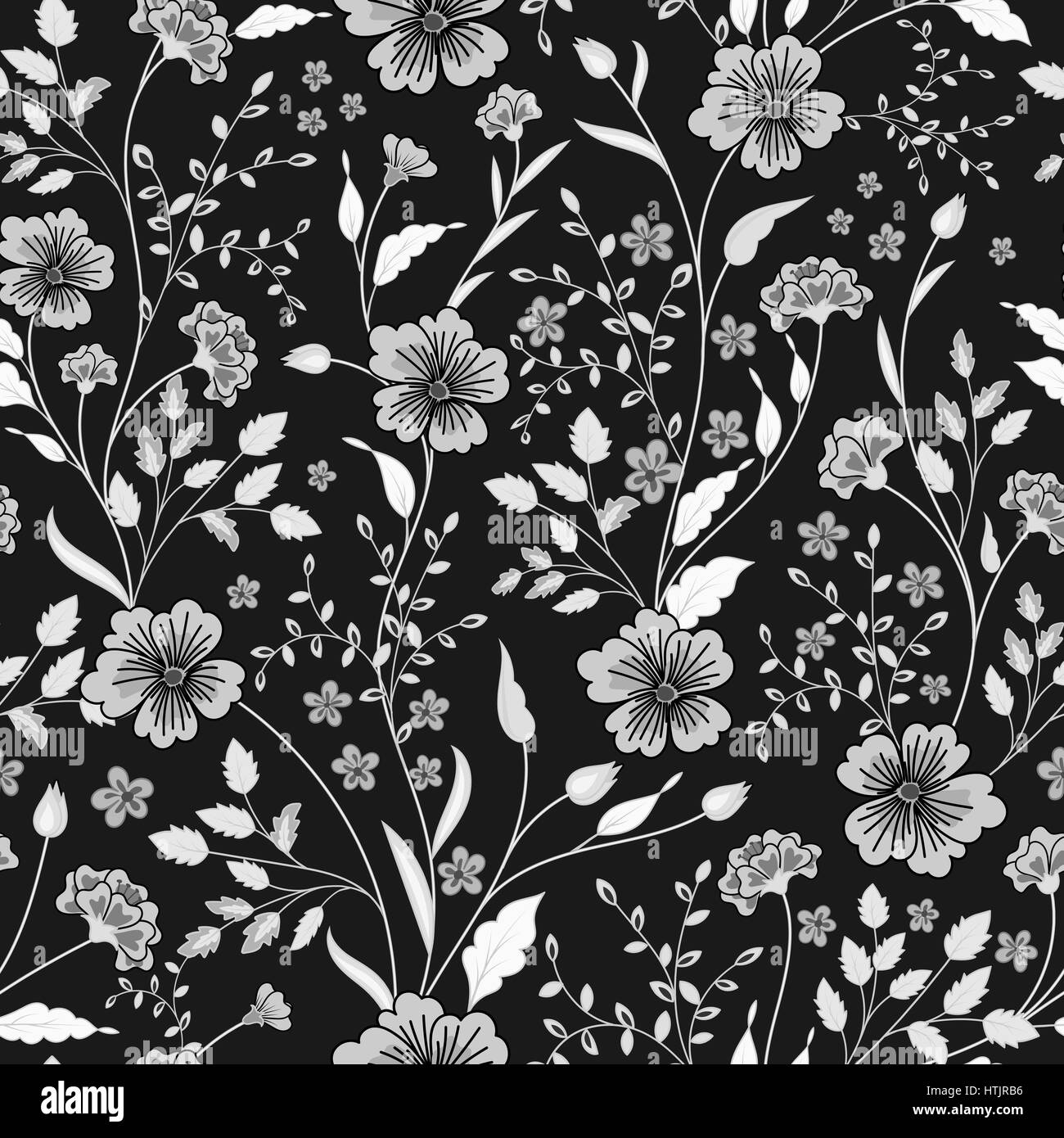 Floral print Black and White Stock Photos & Images - Alamy