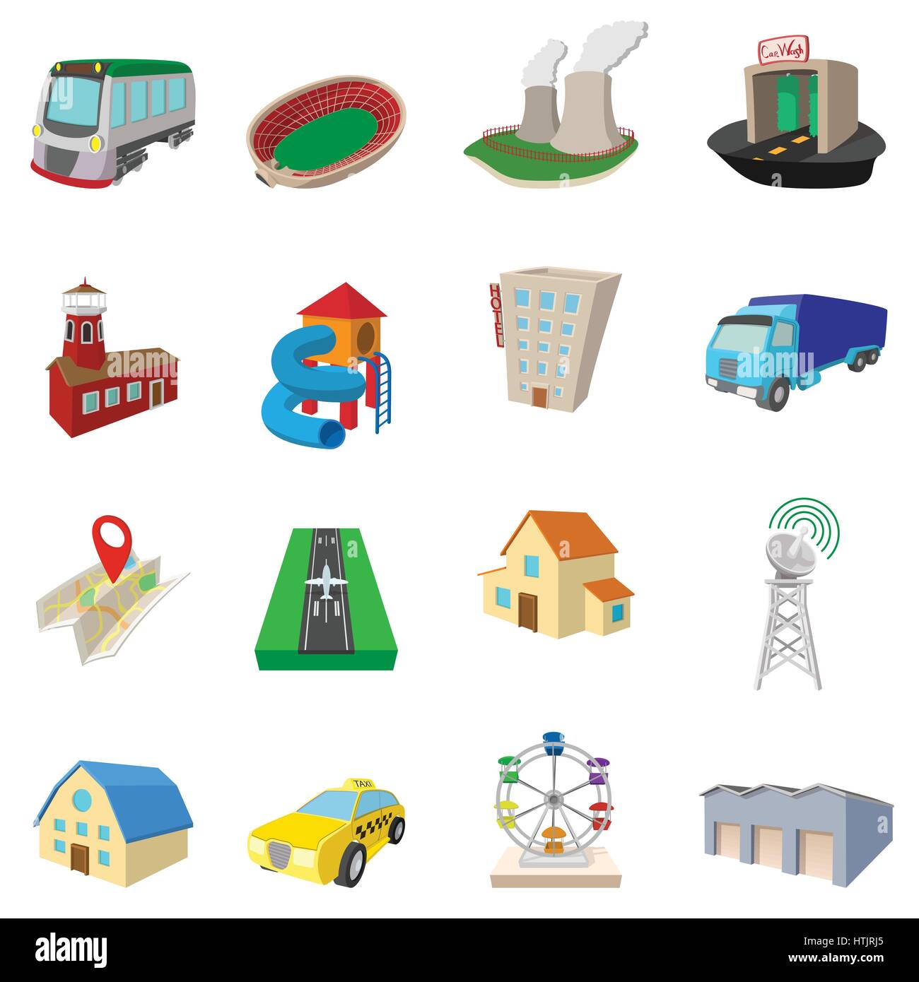 City icons set, cartoon style Stock Vector Image & Art - Alamy