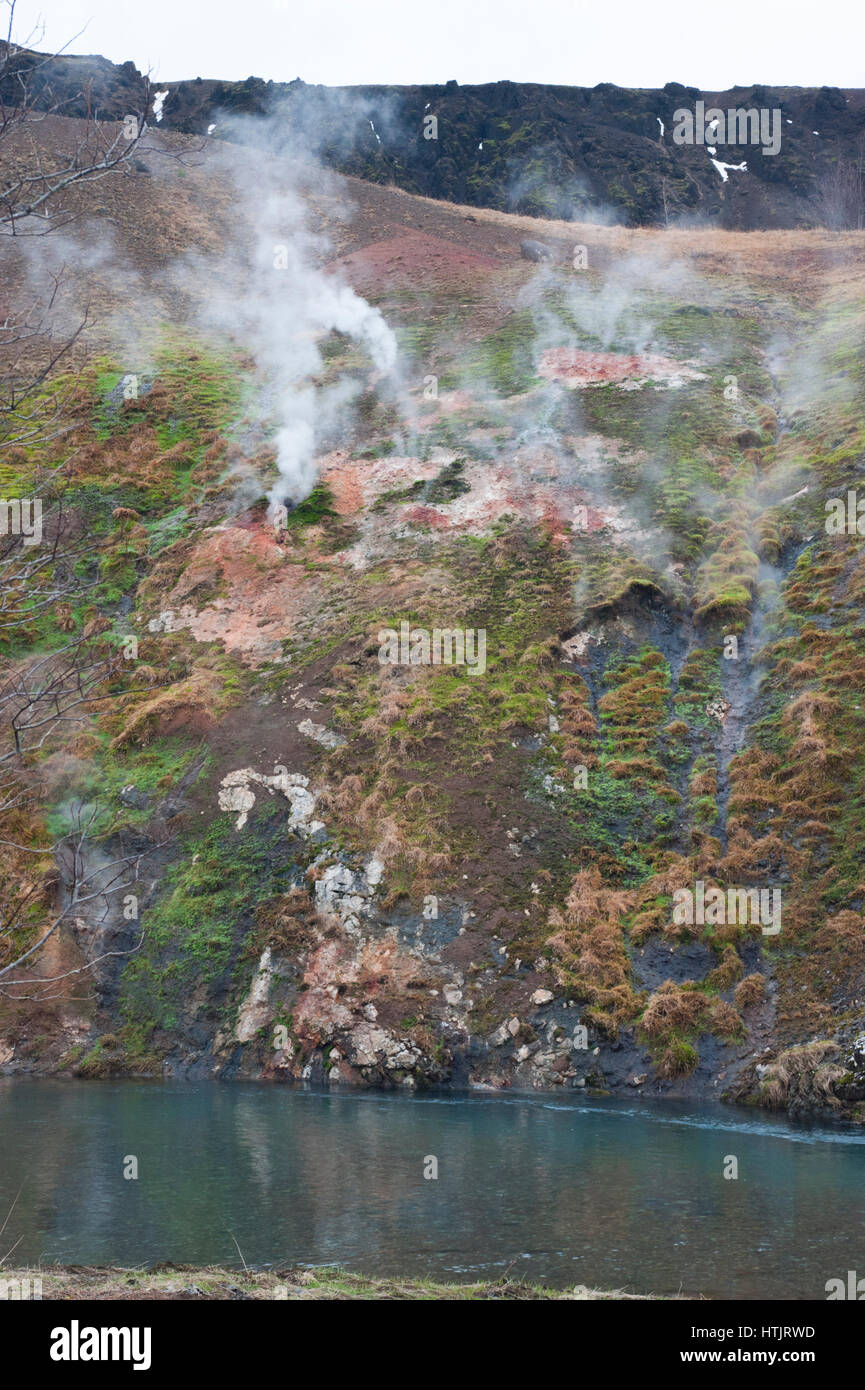 Geothermal hot springs or fumaroles,Hveragerdi, Iceland Stock Photo