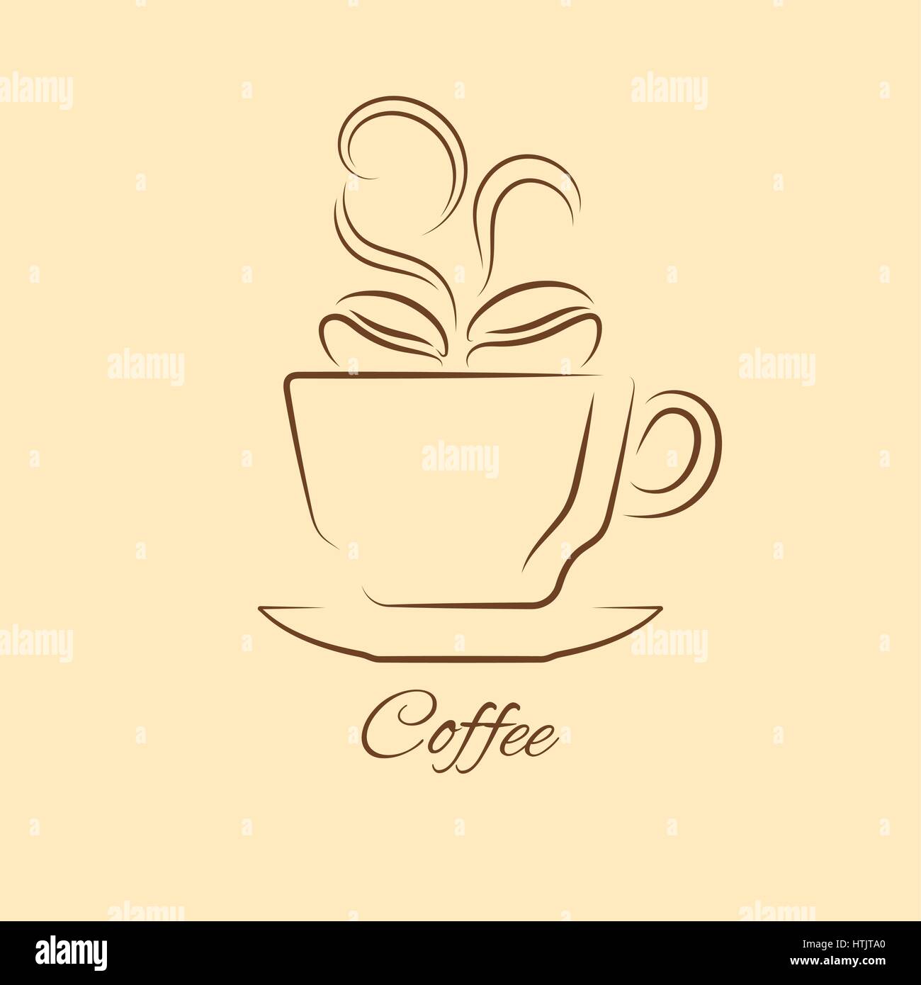 Coffee cup with beans icon. Vector element of graphical design Stock ...