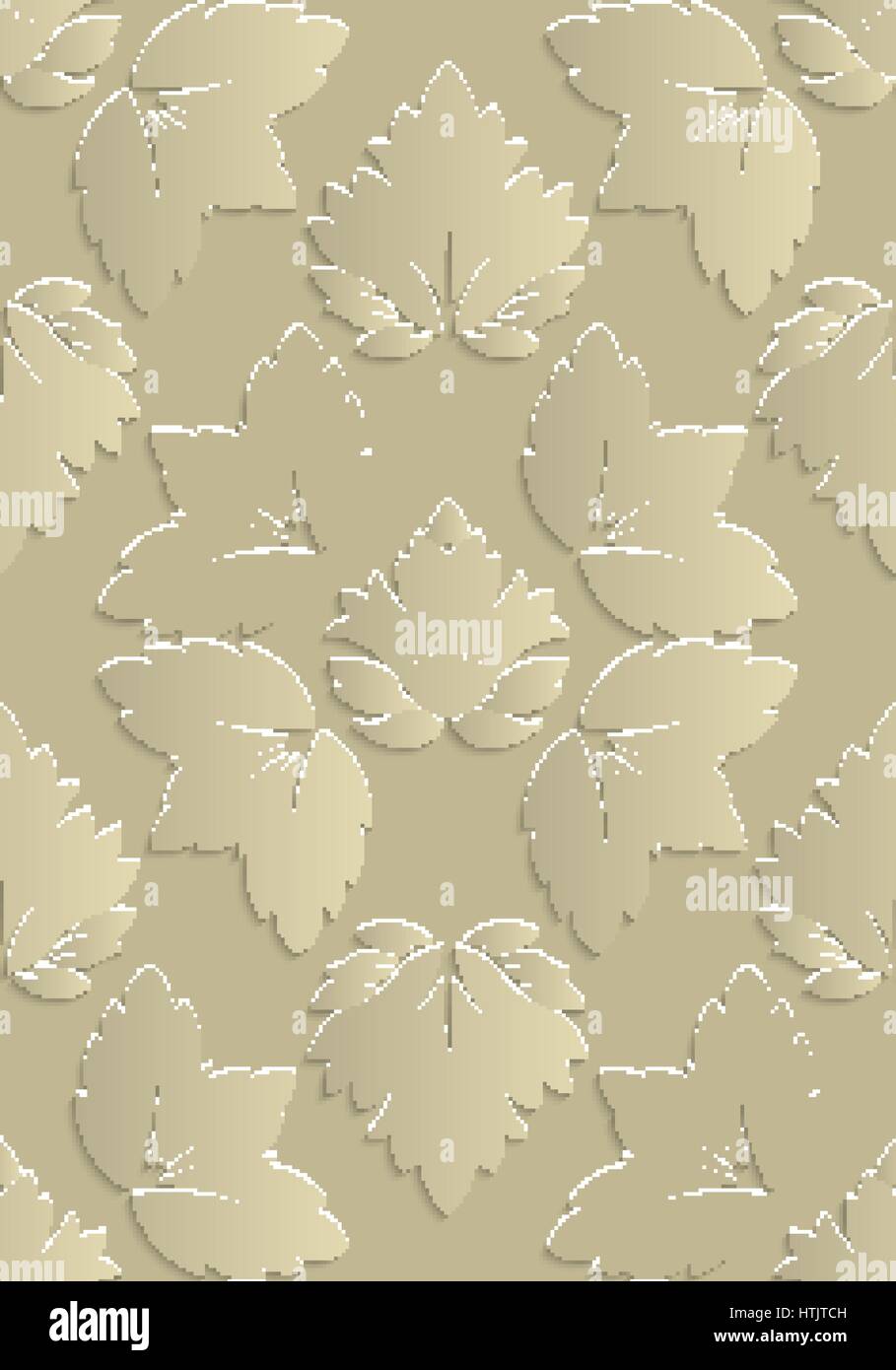 Vector seamless pattern. Luxury foliage texture with 3d leafs. Pattern can be used as a background, wallpaper, wrapper, page fill, element of decorati Stock Vector