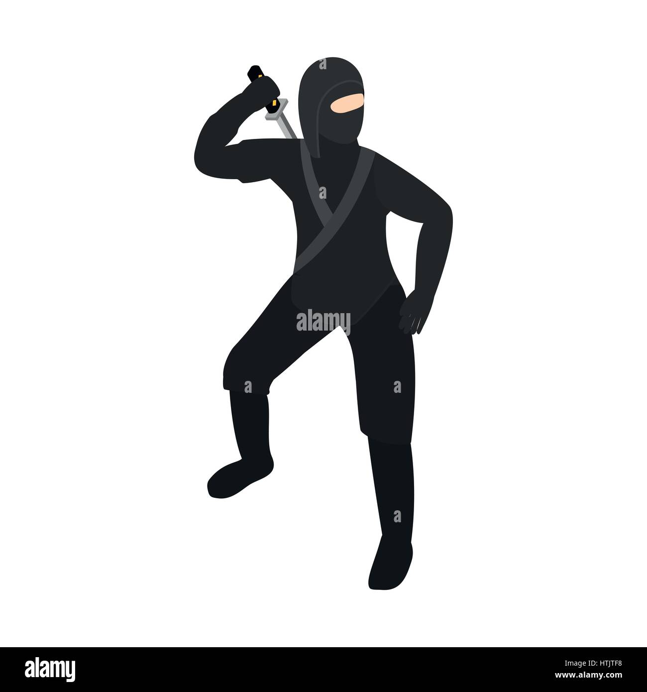 Ninja with sword icon, isometric 3d style  Stock Vector