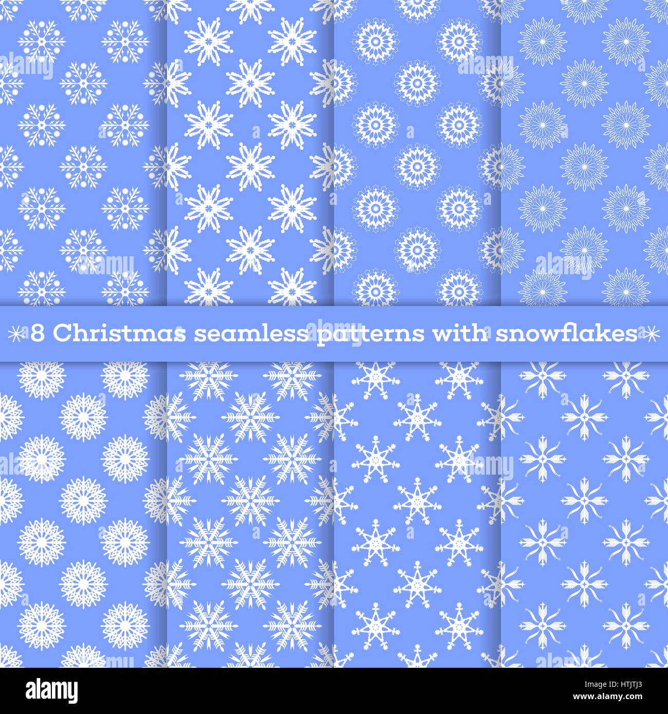 Seamless pattern. Set of eight abstract winter backgrounds. Festive ...