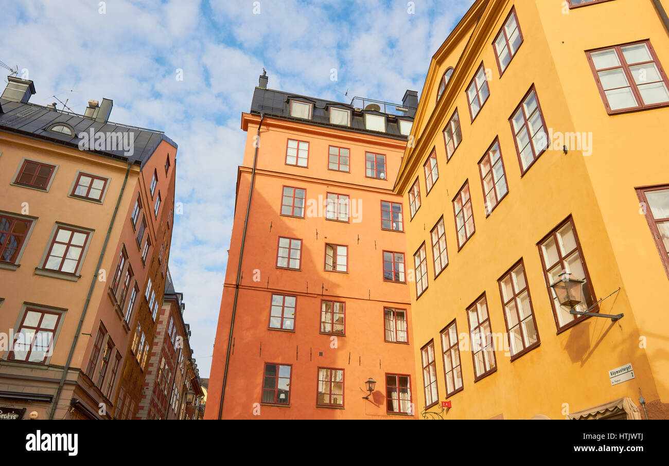 Colourful traditional architecture, Gamla Stan, Stockholm, Sweden, Scandinavia