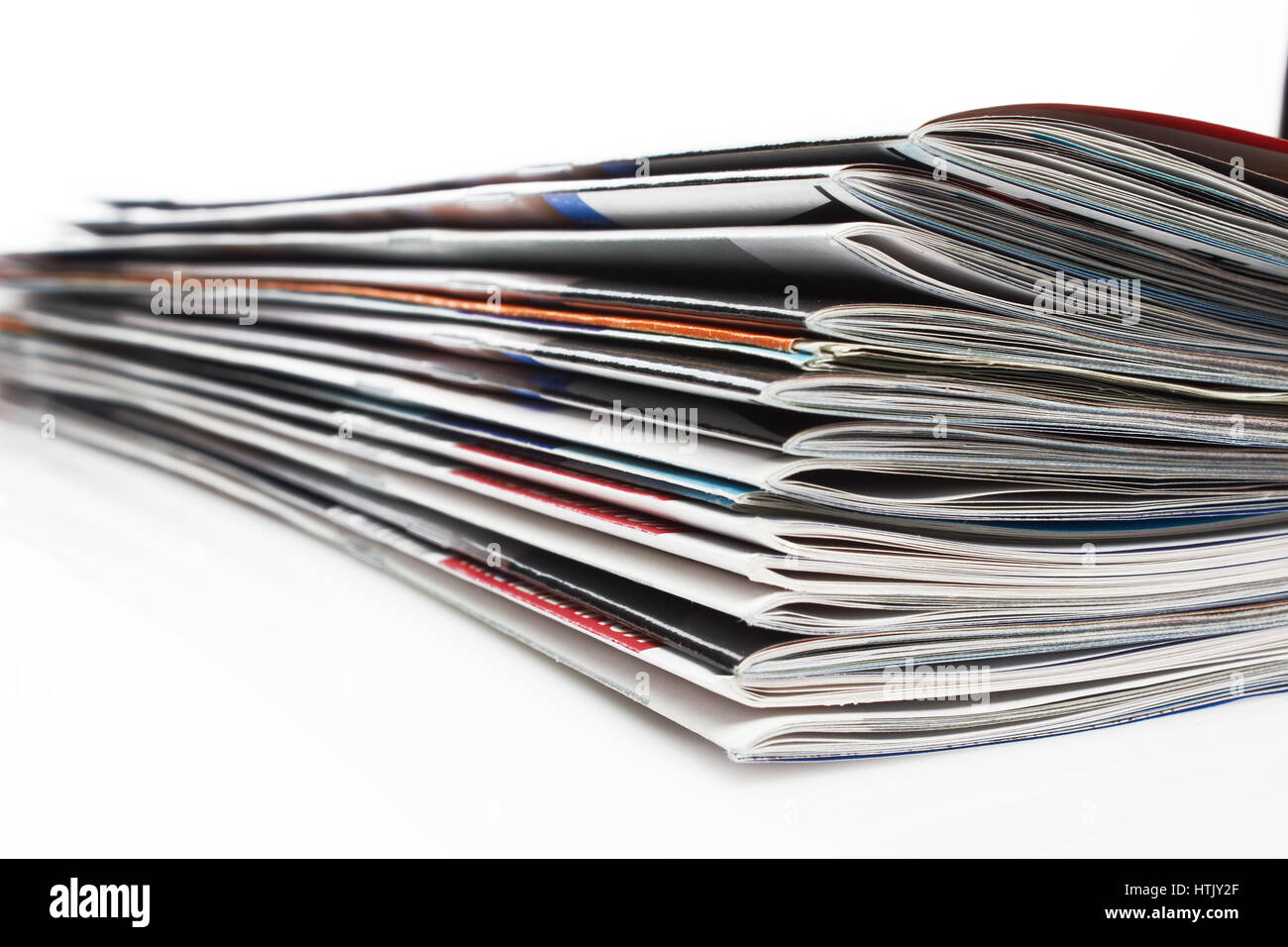 a stack of magazines on white Stock Photo