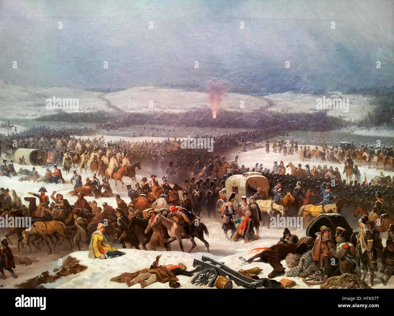 The Grande Armée Crossing the Berezina by   January Suchodolski, 1866 Stock Photo