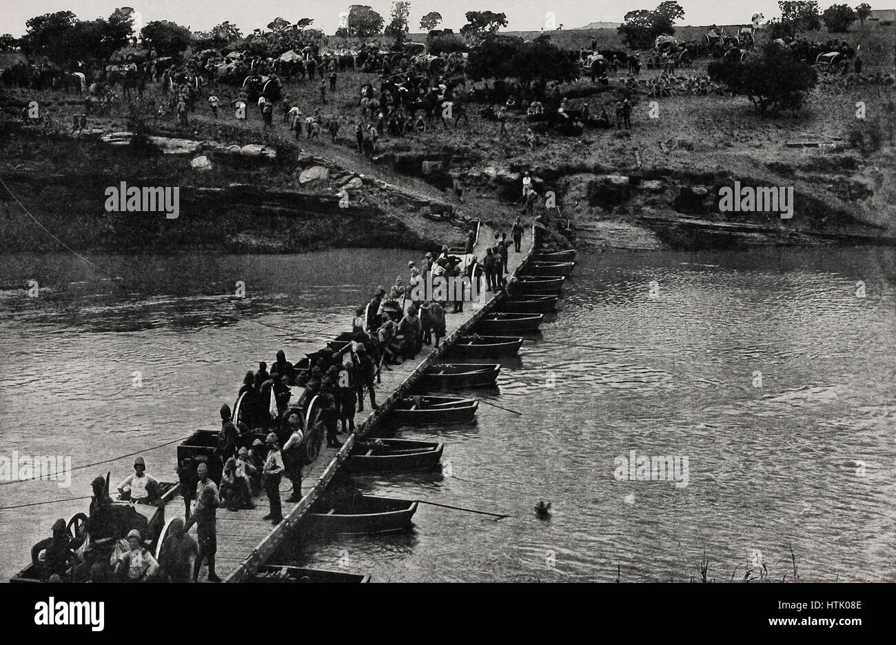 Crossing the Tugela with Ammunition Supplies, Boer War, circa 1899 Stock Photo