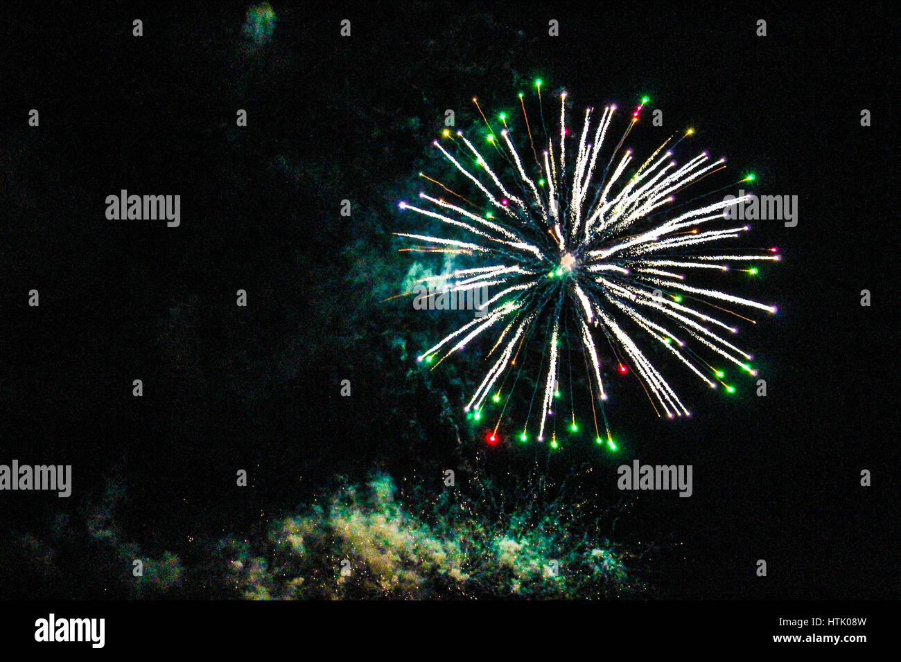 Fireworks in Night Sky Stock Photo