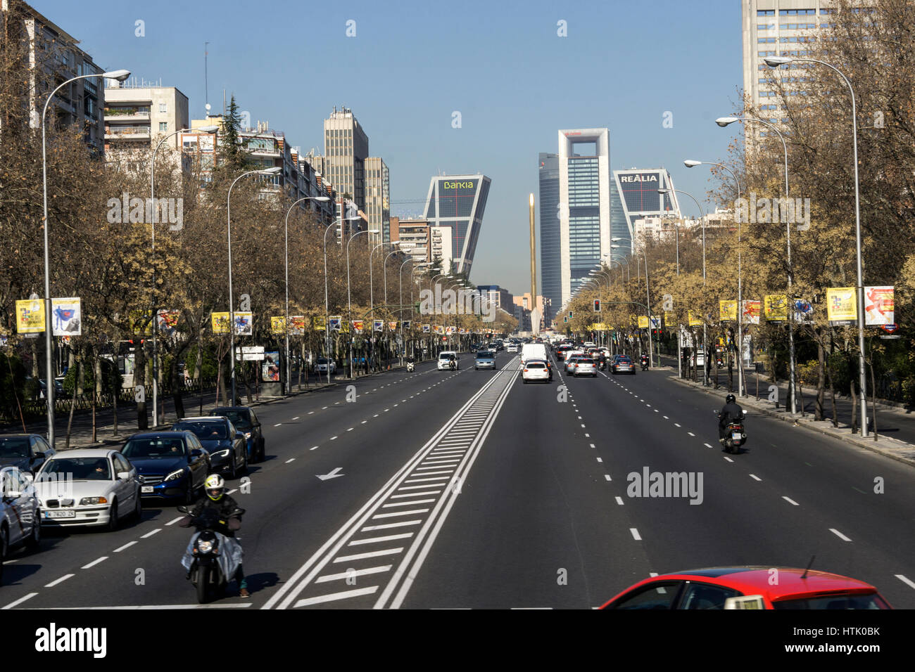 Paseo de La Castellana, Madrid city, Spain. Stock Photo
