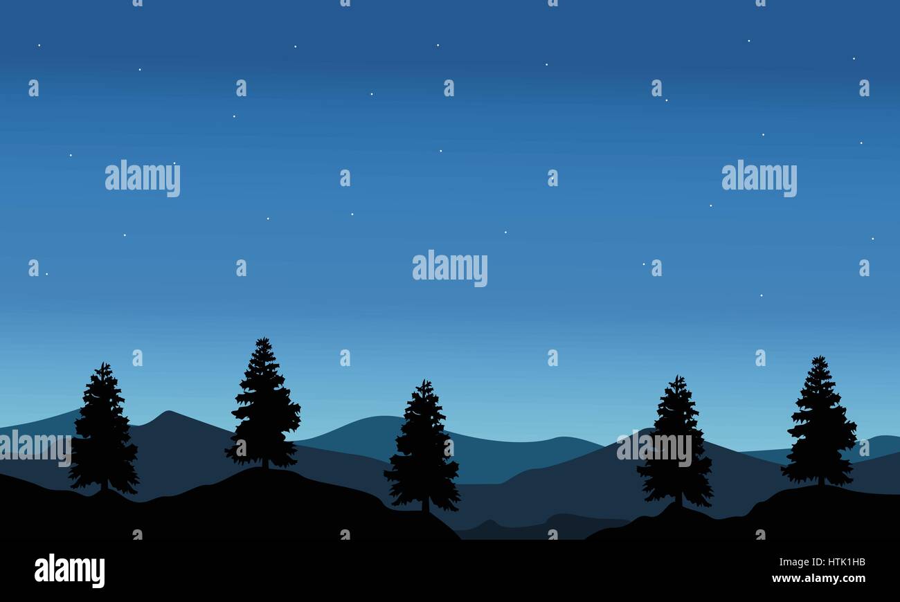 Silhouette of tree with blue sky landscape Stock Vector Image & Art - Alamy
