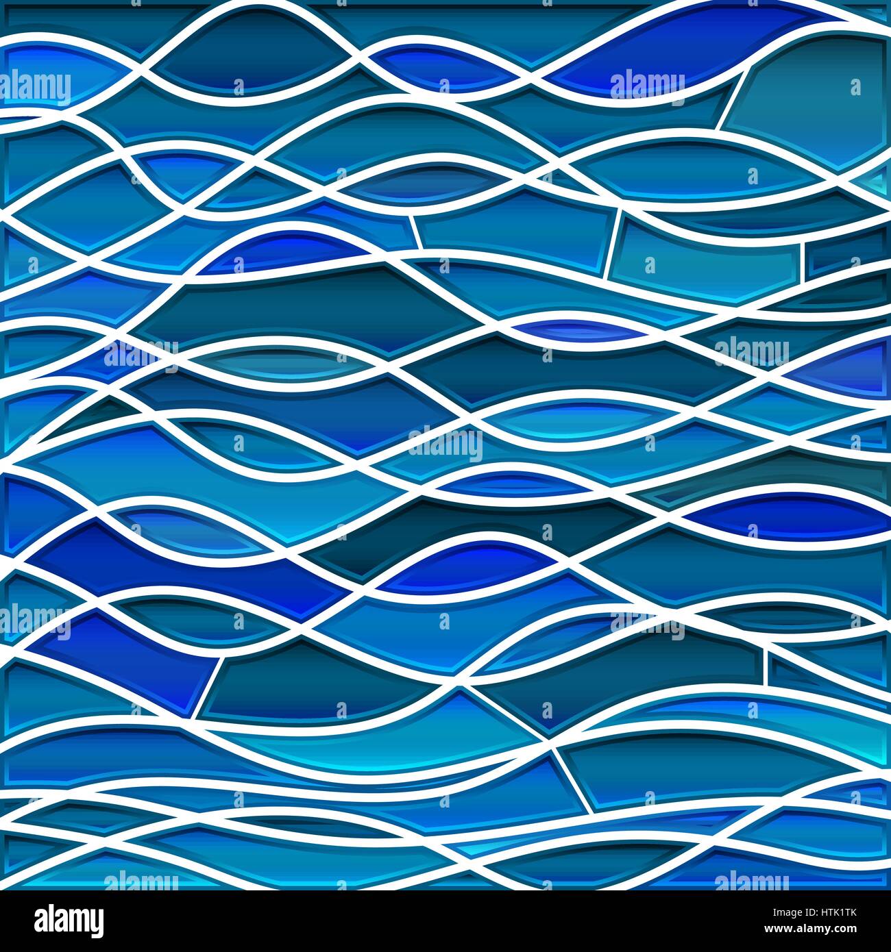 abstract vector stained-glass mosaic background - blue waves Stock ...