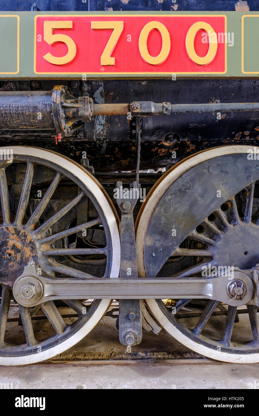 Canadian National Railway K-5-a Hudson, 1930 CN Hudson 5700 steam engine / locomotive wheels at the Elgin County Railway Museum in St. Thomas, Ontario Stock Photo