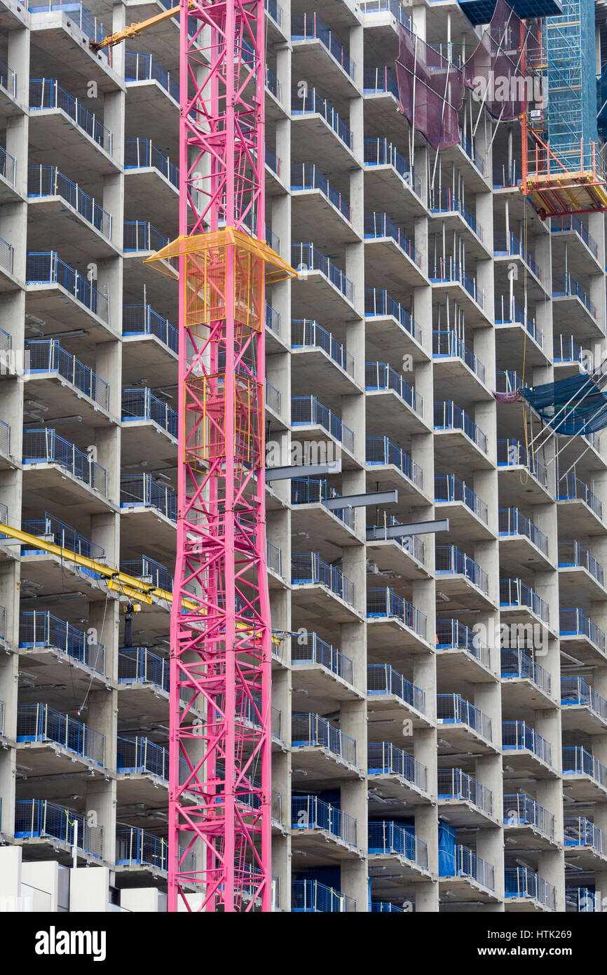 Coloured Scaffolding and cranes North Greenwich London Stock Photo Alamy