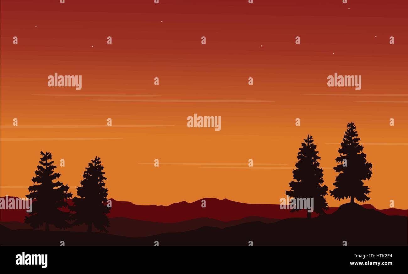On the hill spruce scenery silhouettes Stock Vector Image & Art - Alamy
