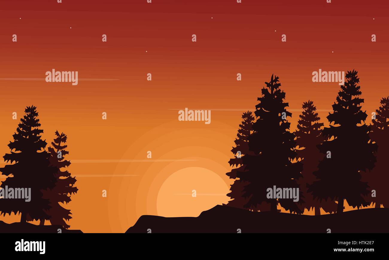 Spruce scenery silhouettes collection stock Stock Vector Image & Art ...