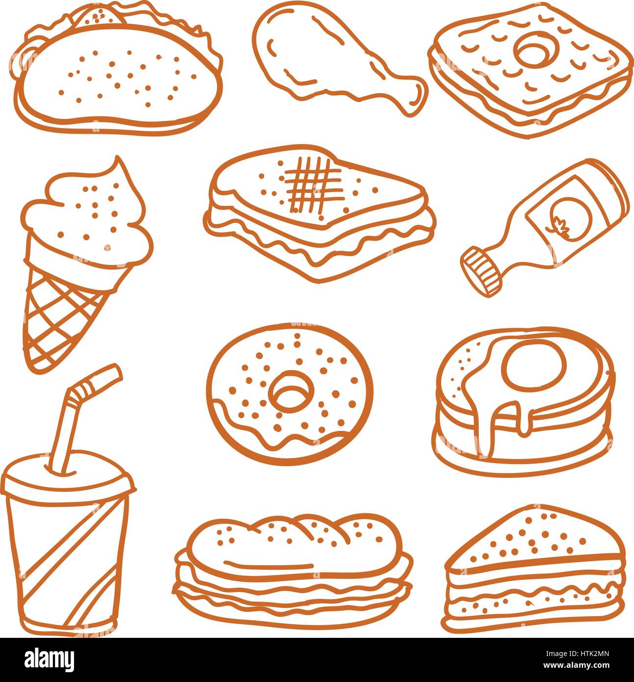 Doodle of food and drink style Stock Vector Image & Art - Alamy