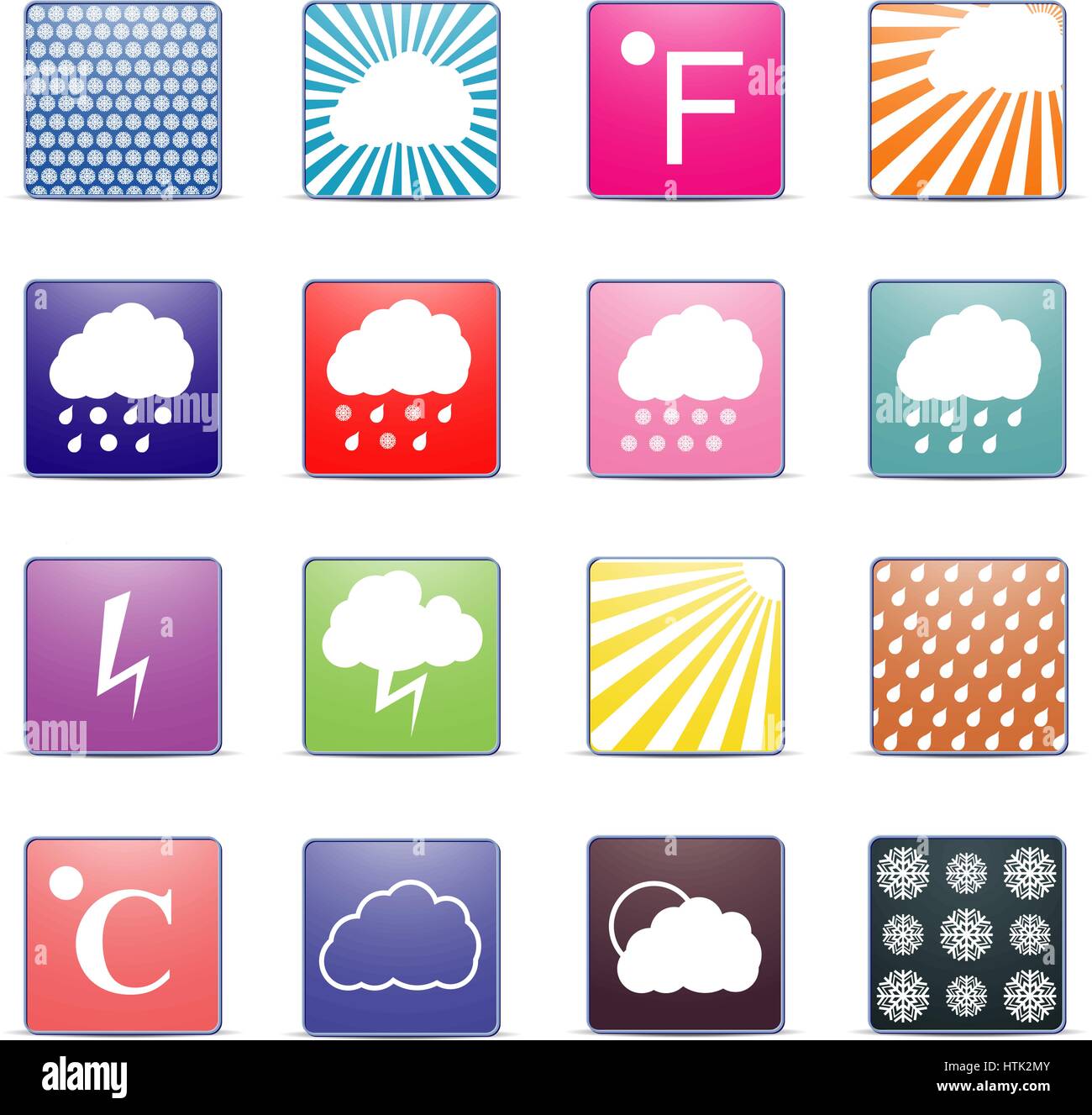 A set of colored icons weather, flat style, vector illustration Stock ...