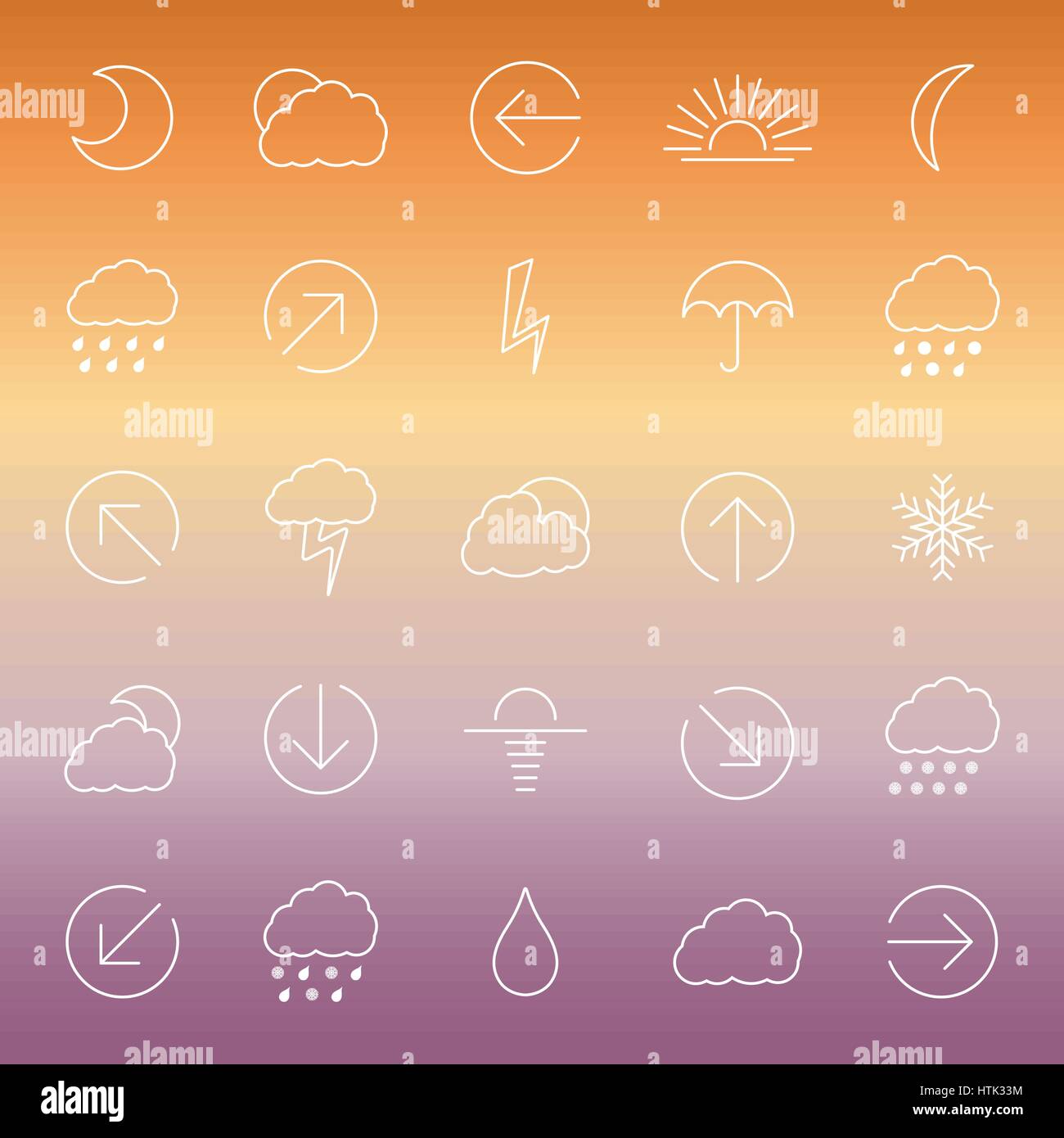 Icons of the weather thin lines, vector illustration Stock Vector Image ...