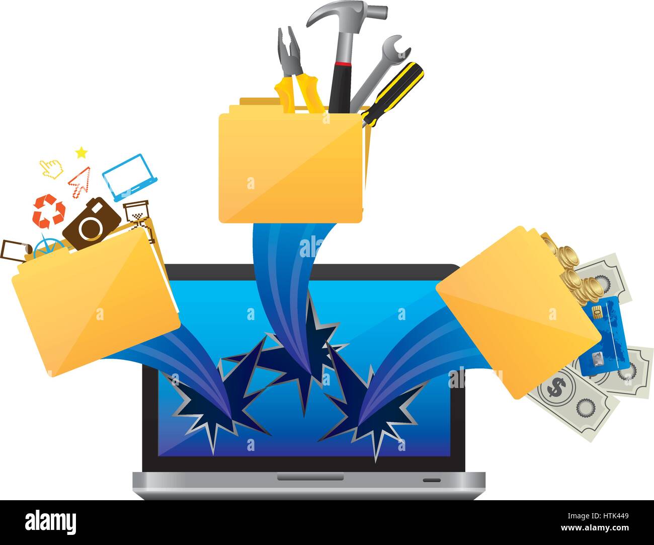 computer with files tools outside icon Stock Vector Image & Art Alamy