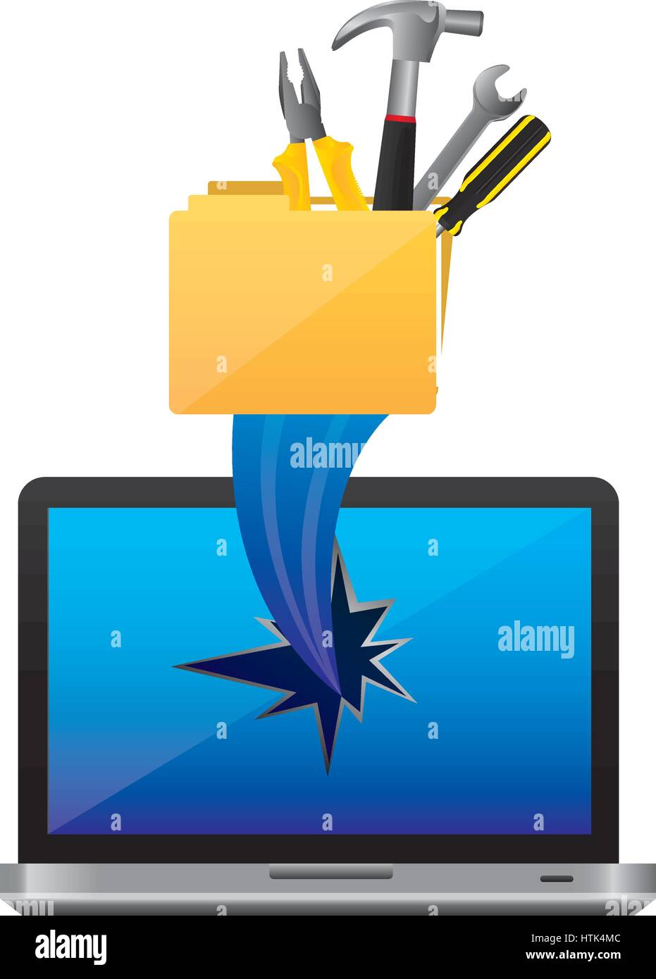 yellow computer file with tools and hole icon Stock Vector Image & Art ...