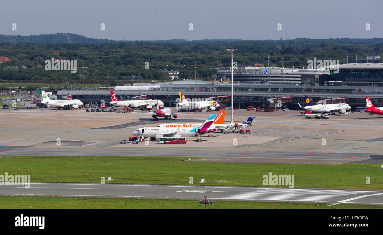 The airport in Hamburg, Germany, 25 August 2016. Photo: Christian Charisius/dpa Stock Photo