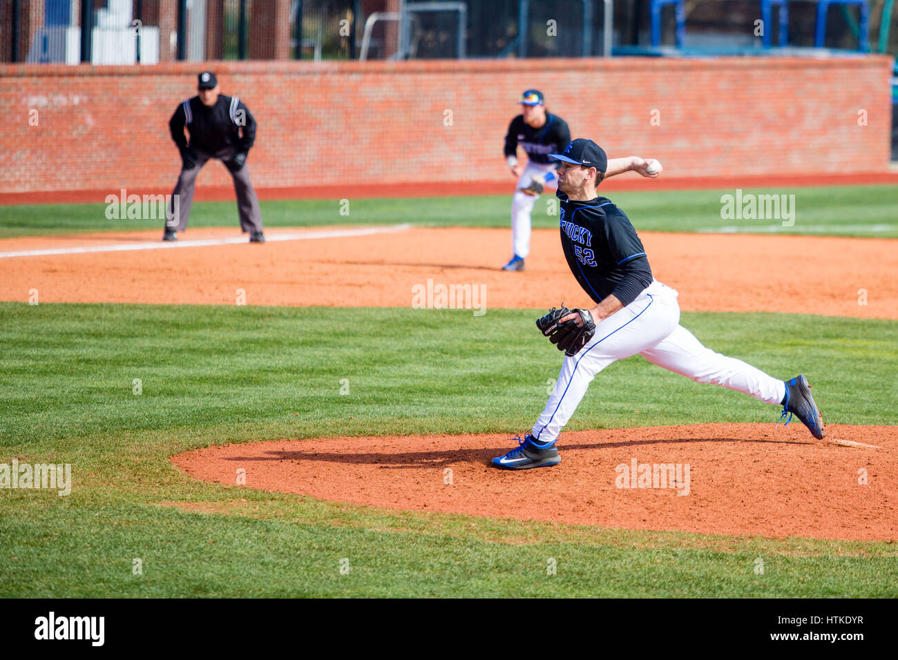 LEXINGTON, KY - MARCH 12: University of Kentucky right handed pitcher Zach Pop (#52) was brought in for the late innings during game play between the Miami University Redhawks and the University of Kentucky Wildcats. (Photo by Mat Gdowski/Icon Sportswire) Stock Photo
