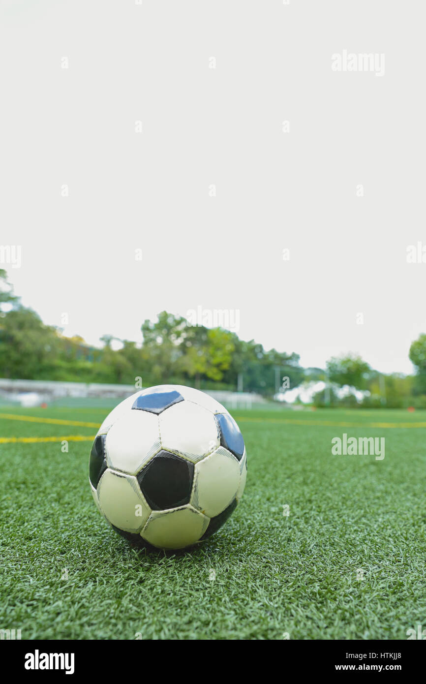 Soccer ball on grass Stock Photo