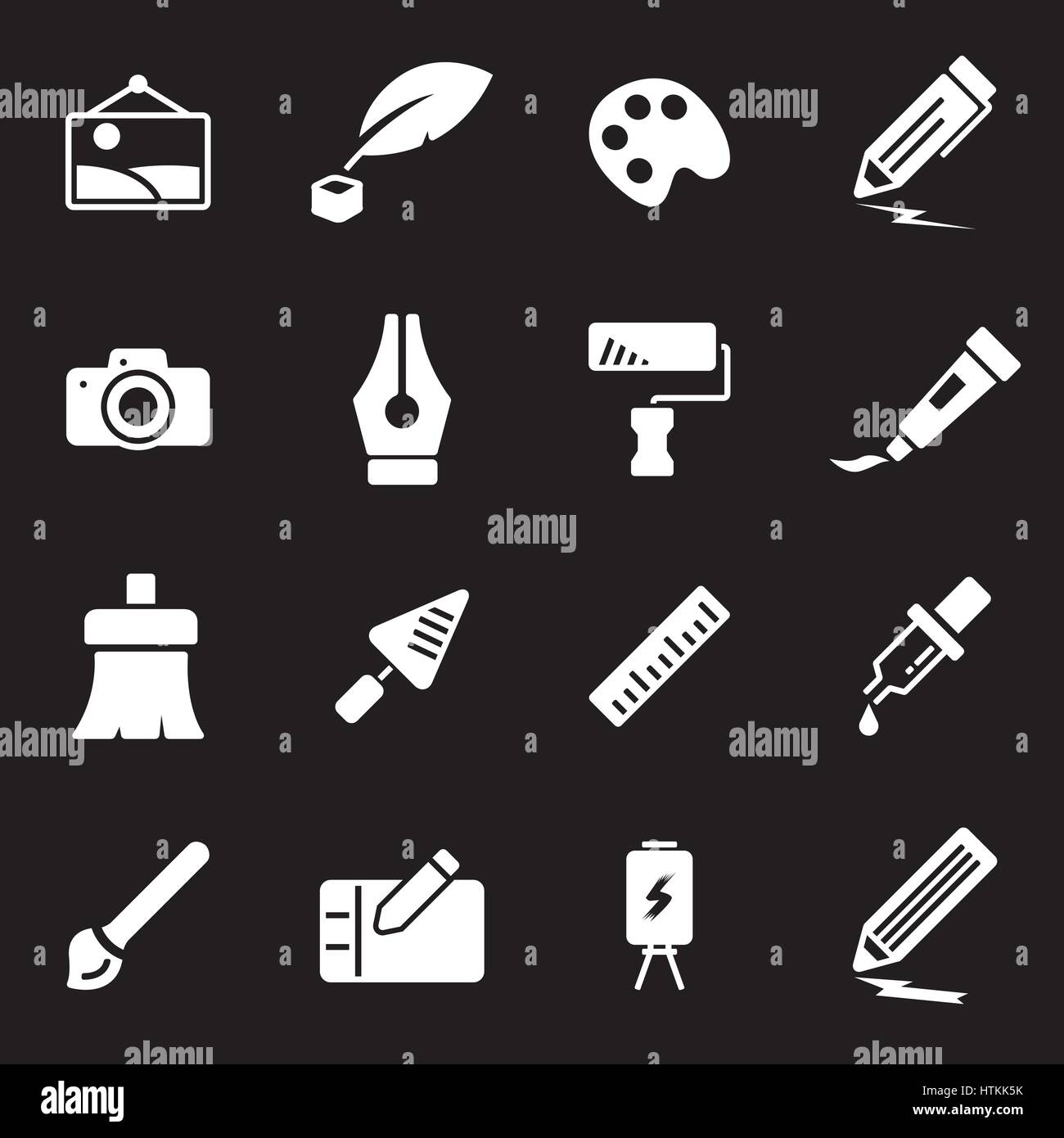 Vector white art icons set on black background Stock Vector Image & Art ...