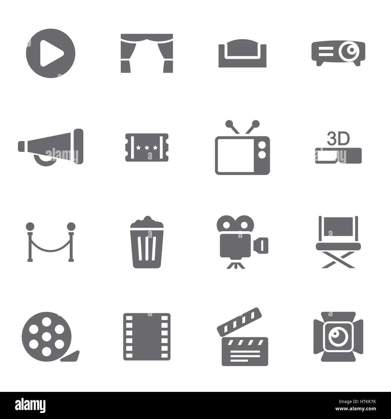 Vector black cinema icons set on white background Stock Vector Image ...