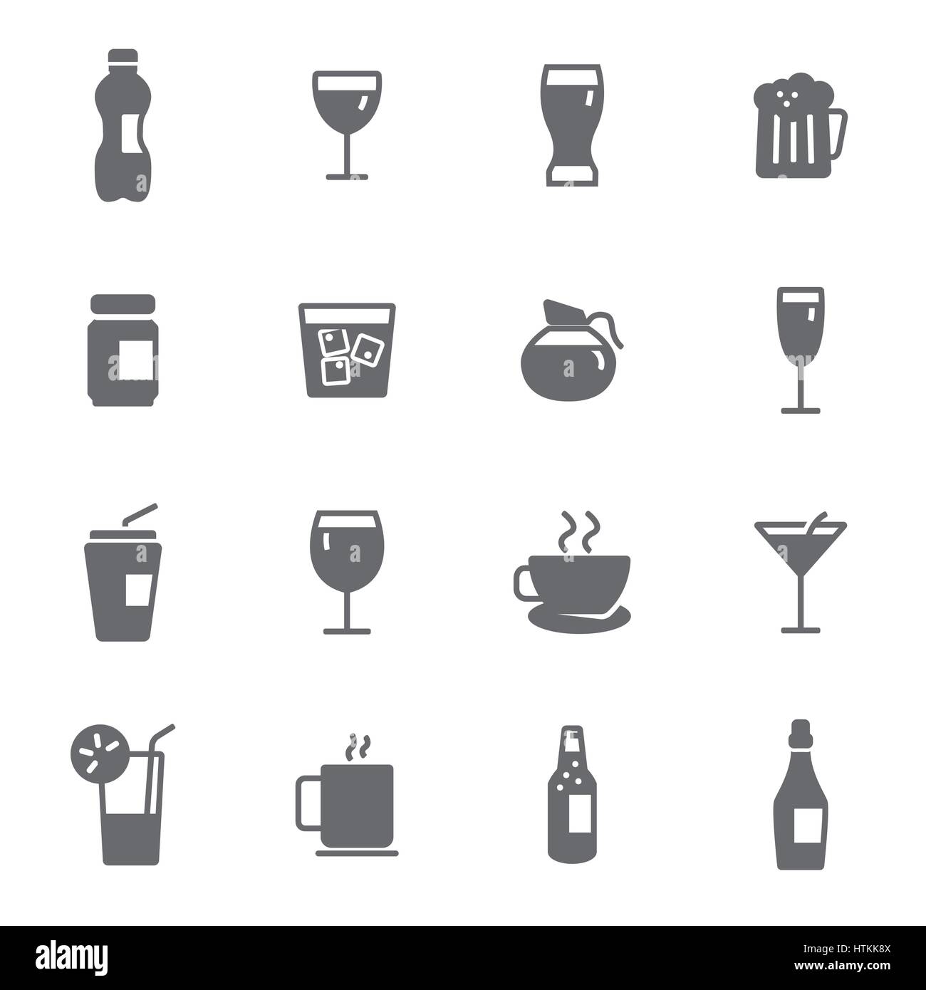 Vector black drinks icons set on white background Stock Vector Image ...