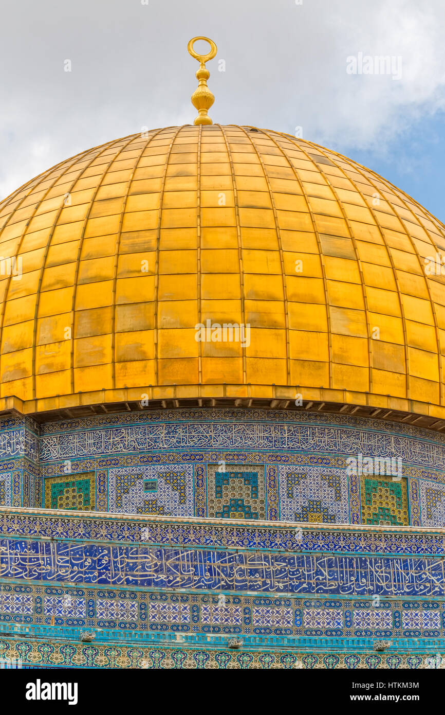 Dome of the Rock Art Mosaic Stone Panel Large Size Gold Frame main image 1