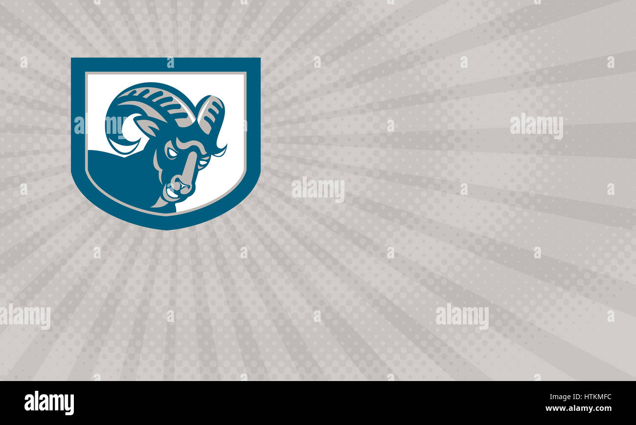 Business card showing Illustration of an angry ram mountain goat head ...