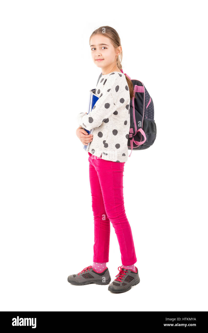 Young girl student posing isolated in white Stock Photo - Alamy