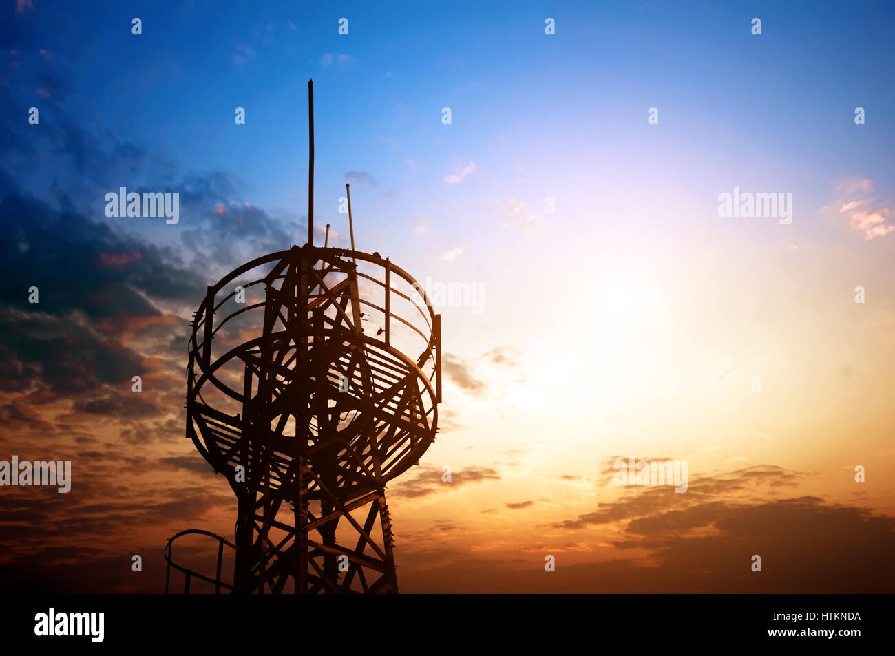 Towers, wired to wireless comm Stock Photo