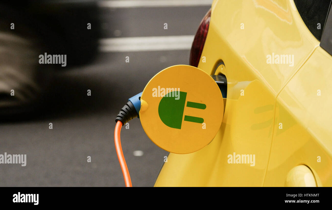 Power supply for electric car charging. City electric car charging