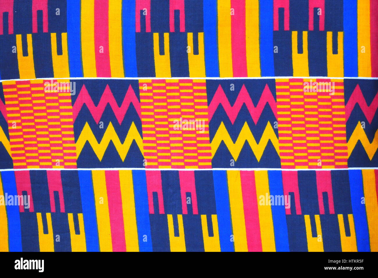 Tanzanian patterned kitenge fabric, the printing is done using a traditional batik technique. Stock Photo