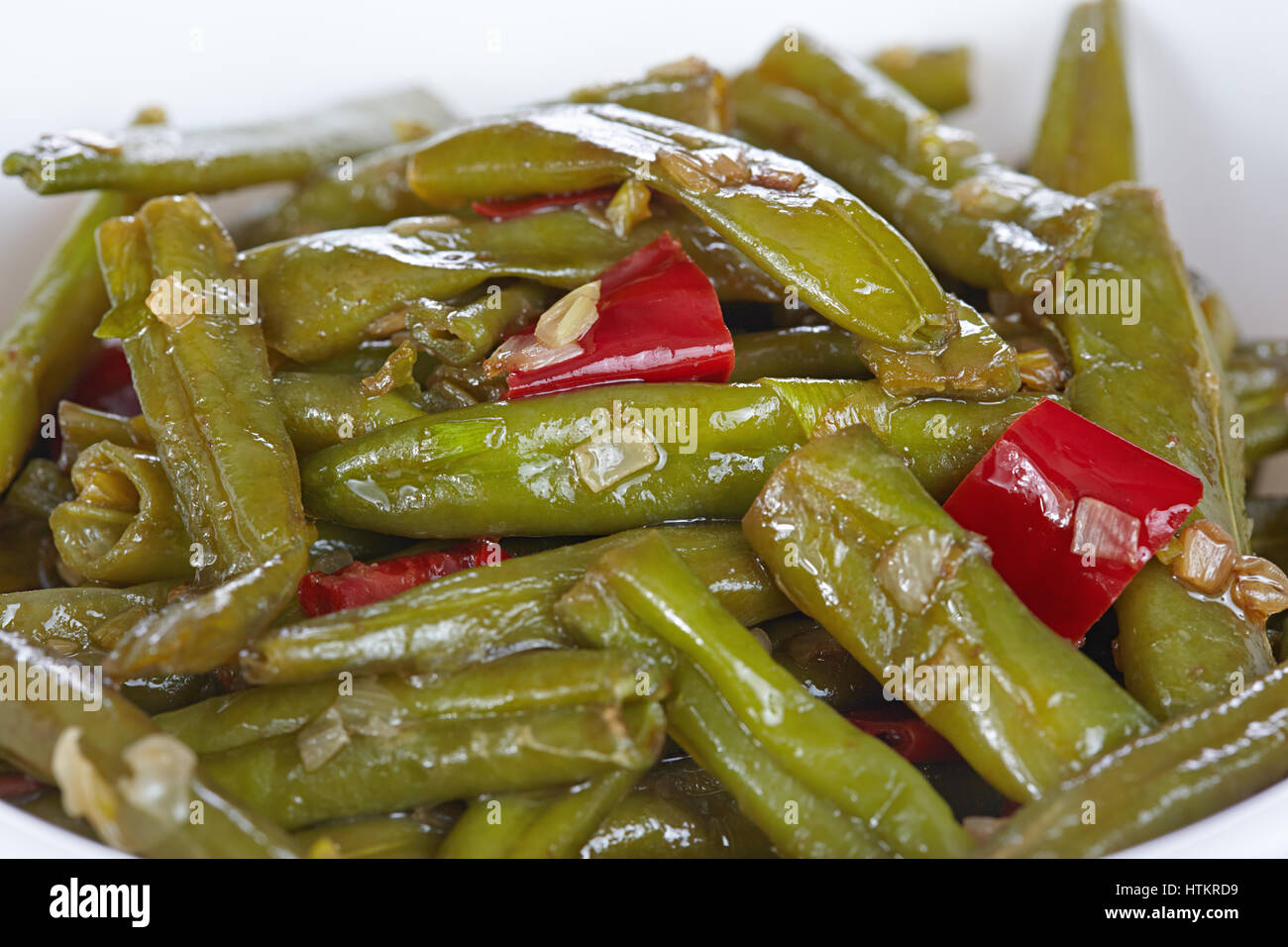 Chinese cuisine. Fried green beans Sichuan Stock Photo