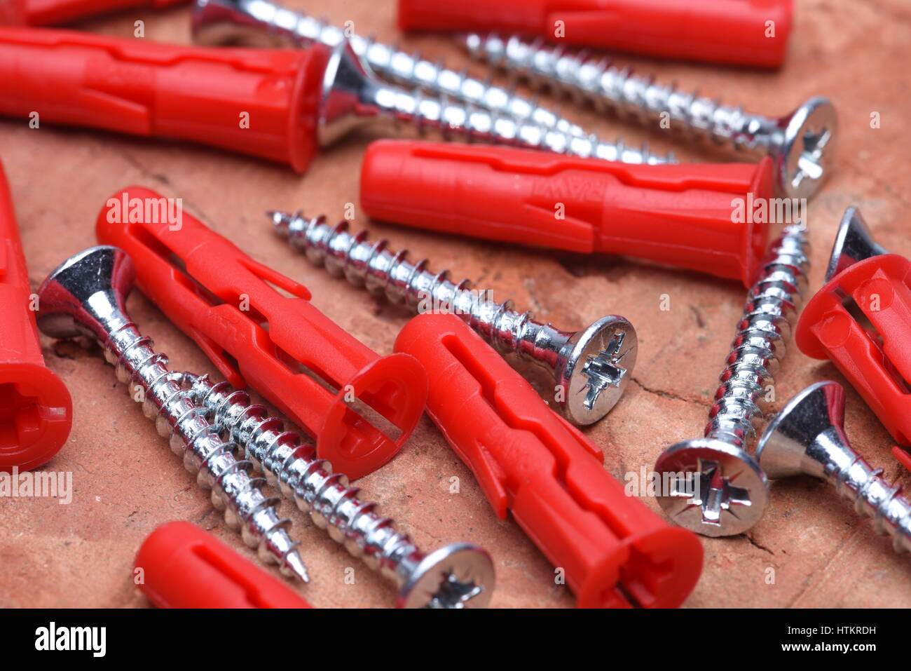 Plastic Wall Anchors With Screws Close Up Stock Photo Alamy