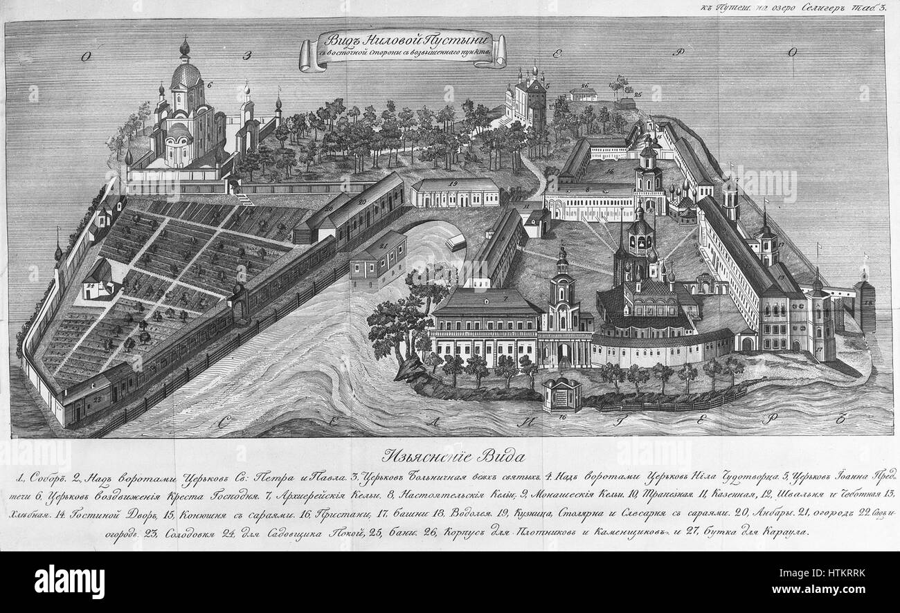 Nil monastery XIX century plan Stock Photo