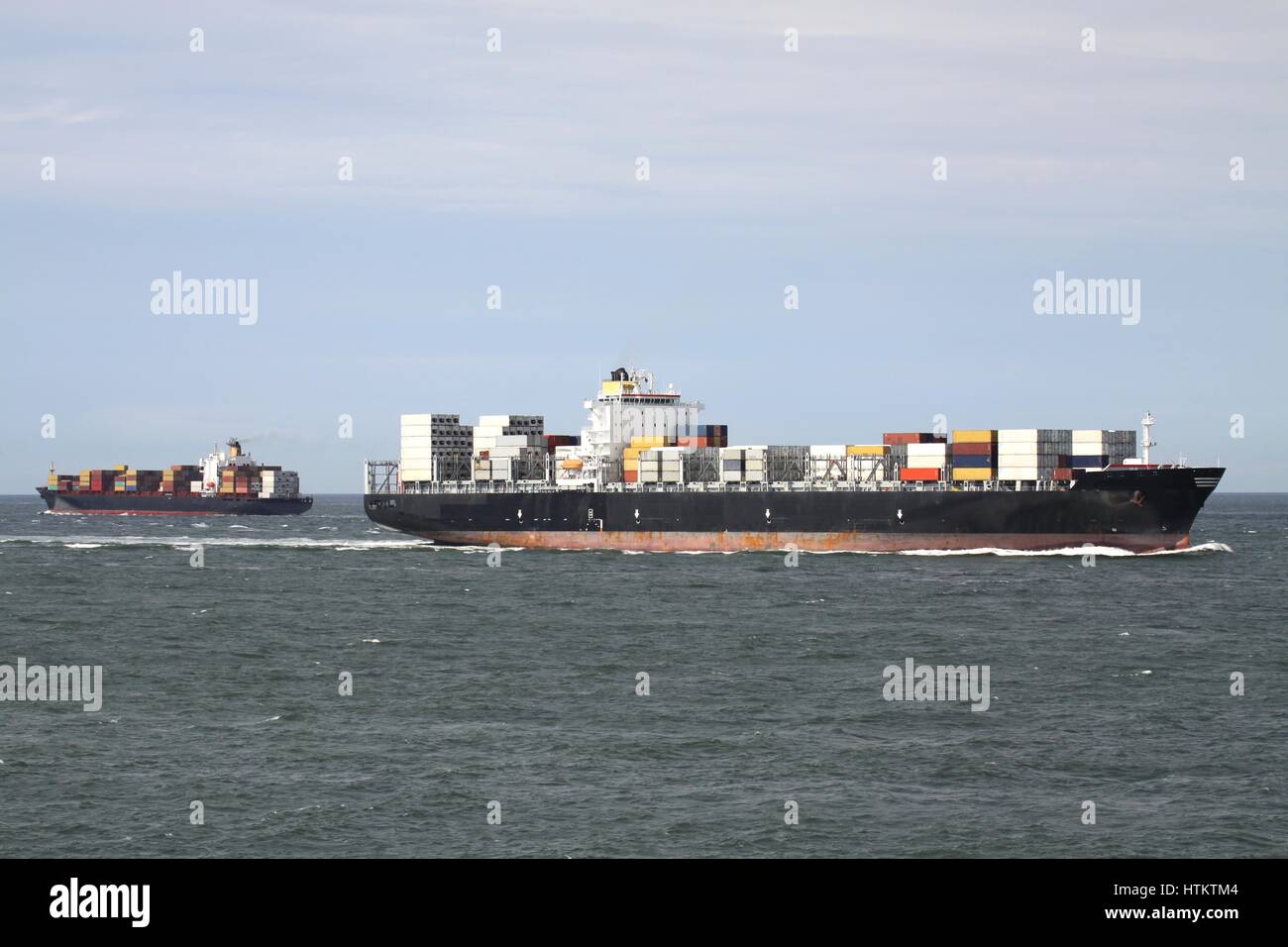 container ships at sea Stock Photo