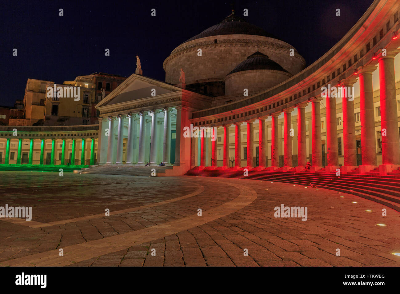 Plebiscito square by night (Piazza del Plebiscito), Napoli Stock Photo