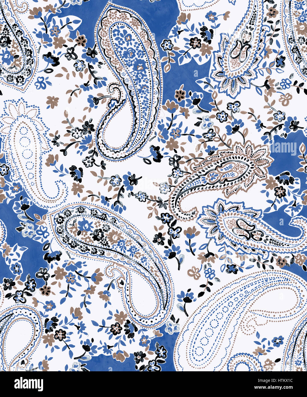 hand painted paisley print Stock Photo - Alamy