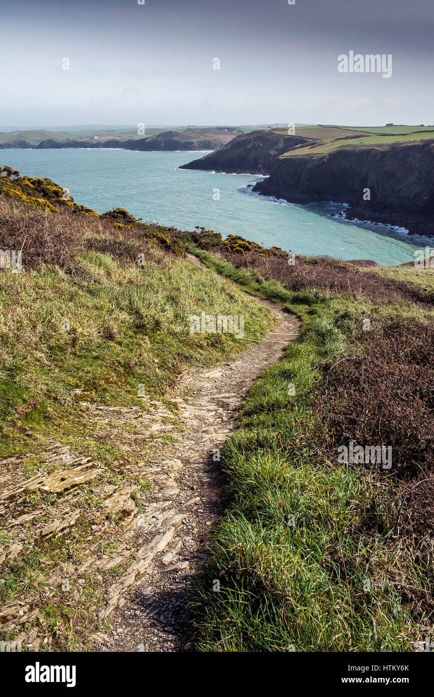 South West Coastal Path Pentire Headland Cornwall Stock Photo