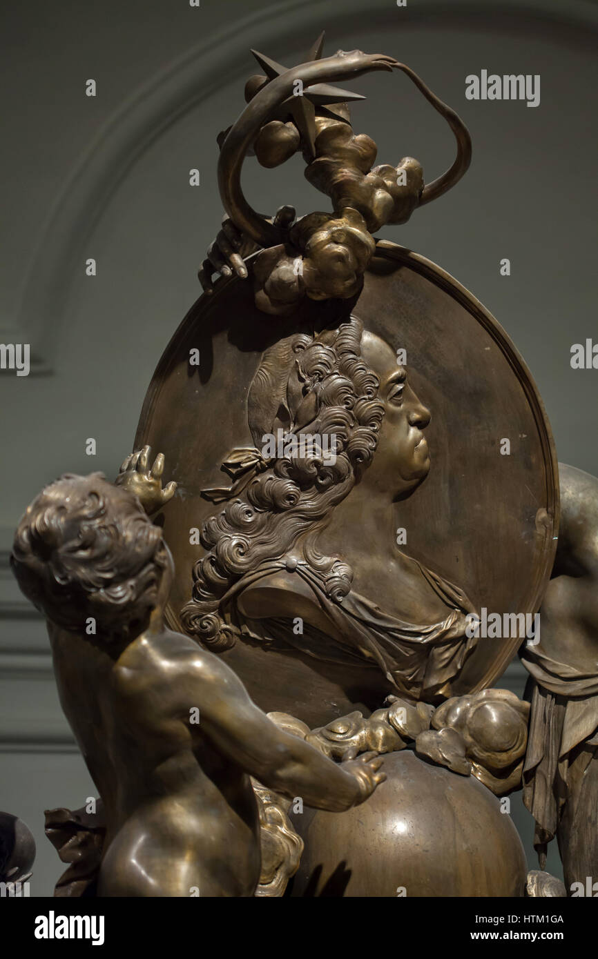 Holy Roman Emperor Charles VI (1685 - 1740) depicted on his sarcophagus in the Kaisergruft (Imperial Crypt) in Vienna, Austria. Stock Photo