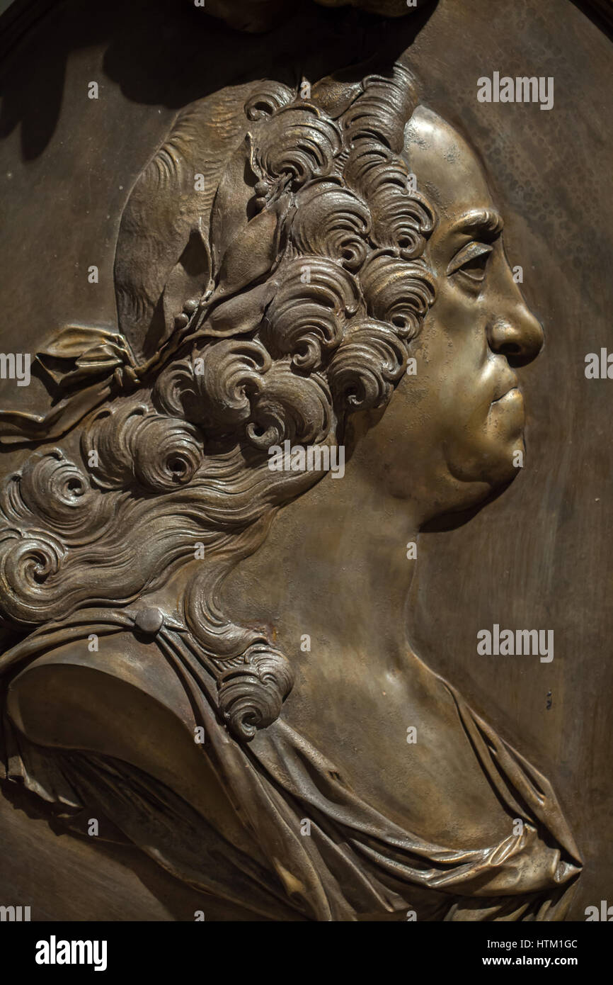 Holy Roman Emperor Charles VI (1685 - 1740) depicted on his sarcophagus in the Kaisergruft (Imperial Crypt) in Vienna, Austria. Stock Photo